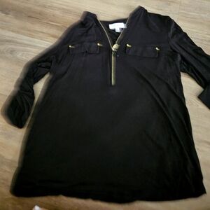 Calvin Klein Black Top with Gold Zipper Runs Large